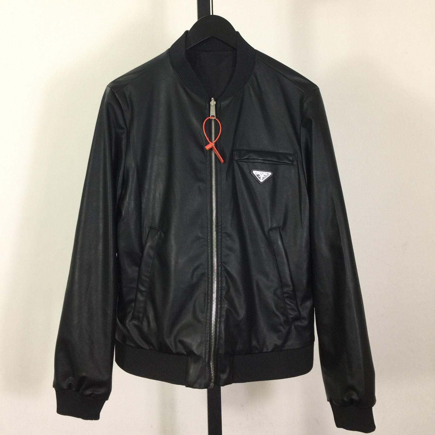 Prada Leather Bomber Jacket - DesignerGu