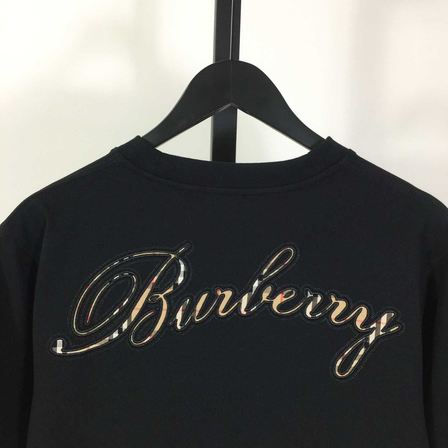 Burberry Check Cursive Logo Cotton T-shirt - DesignerGu