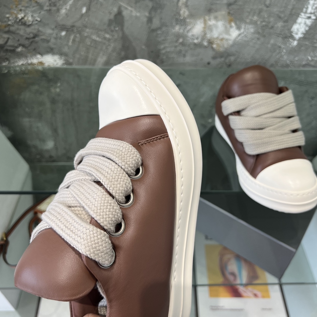 Rick Owens Lace-up Leather Sneakers  - DesignerGu