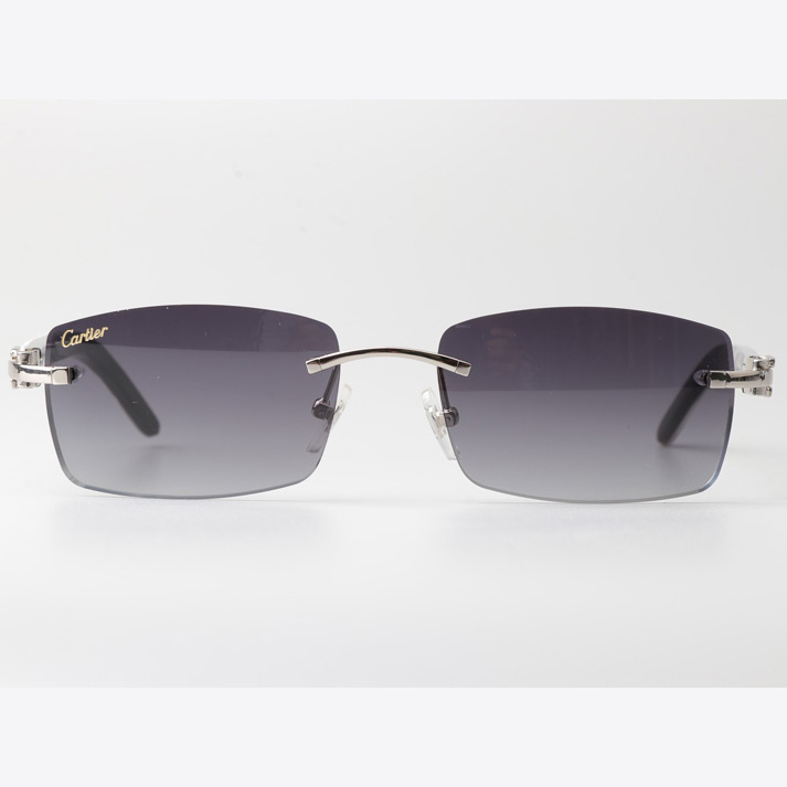 Cartier CT_3524012 White Mix Black Buffalo Sunglasses In Silver Gradient Gray - DesignerGu