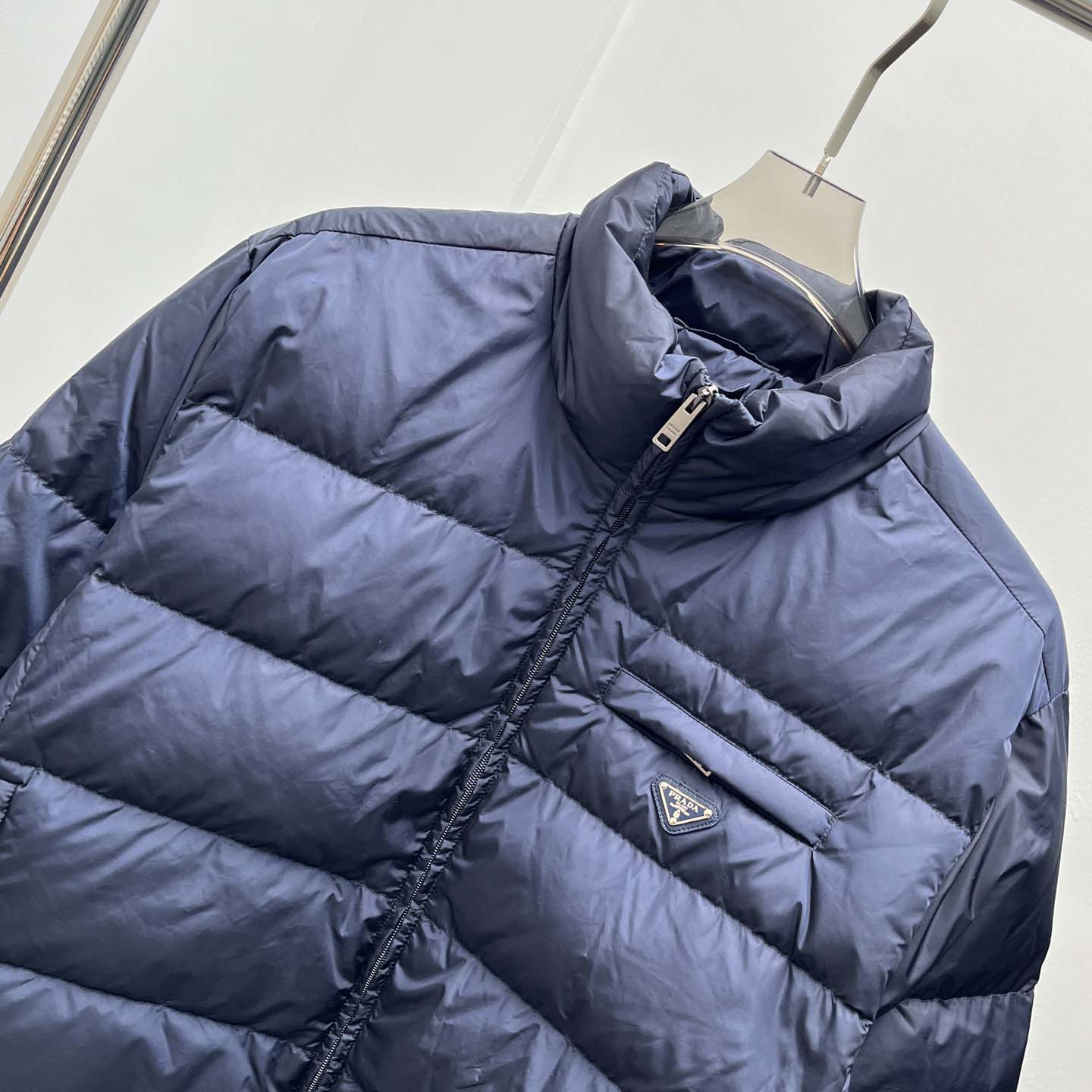 Prada Re-nylon Down Jacket In Navy Blue - DesignerGu