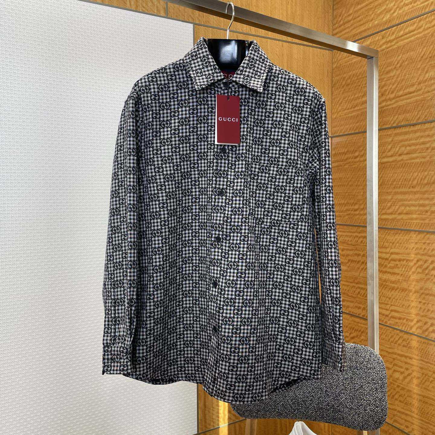 Gucci GG Gingham Cotton Wool Jacquard Shirt - DesignerGu