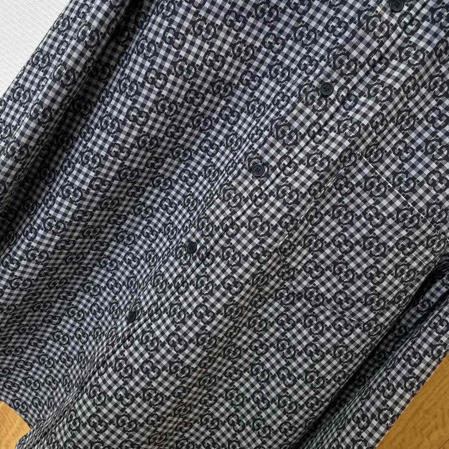 Gucci GG Gingham Cotton Wool Jacquard Shirt - DesignerGu