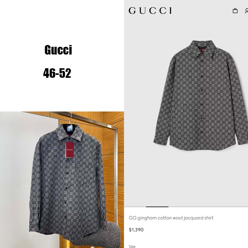 Gucci GG Gingham Cotton Wool Jacquard Shirt - DesignerGu