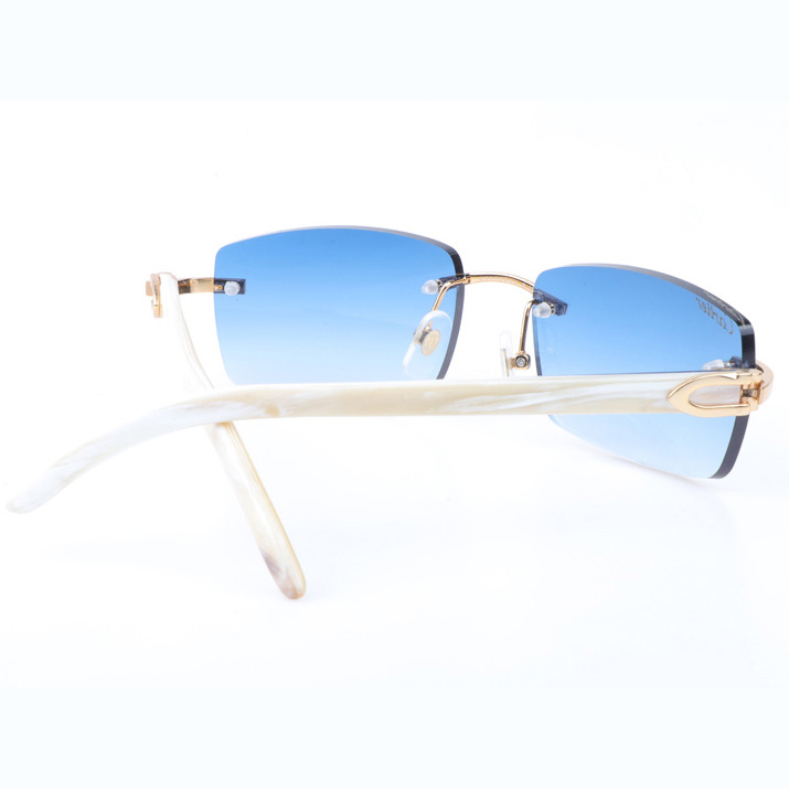 Cartier CT_3524012 White Buffalo Sunglasses In Gold Gradient Blue - DesignerGu