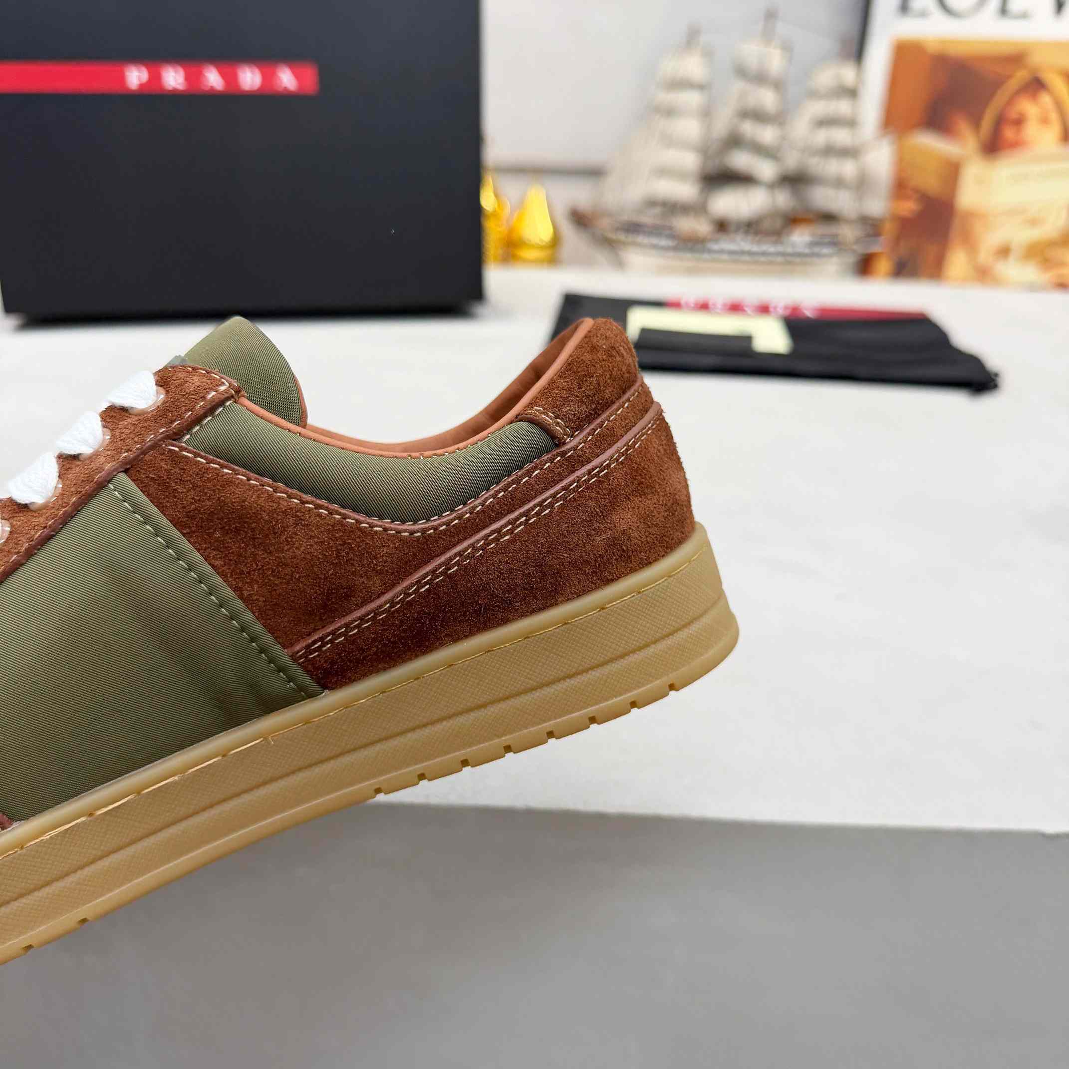 Prada Downtown Re-Nylon And Suede Sneakers - DesignerGu