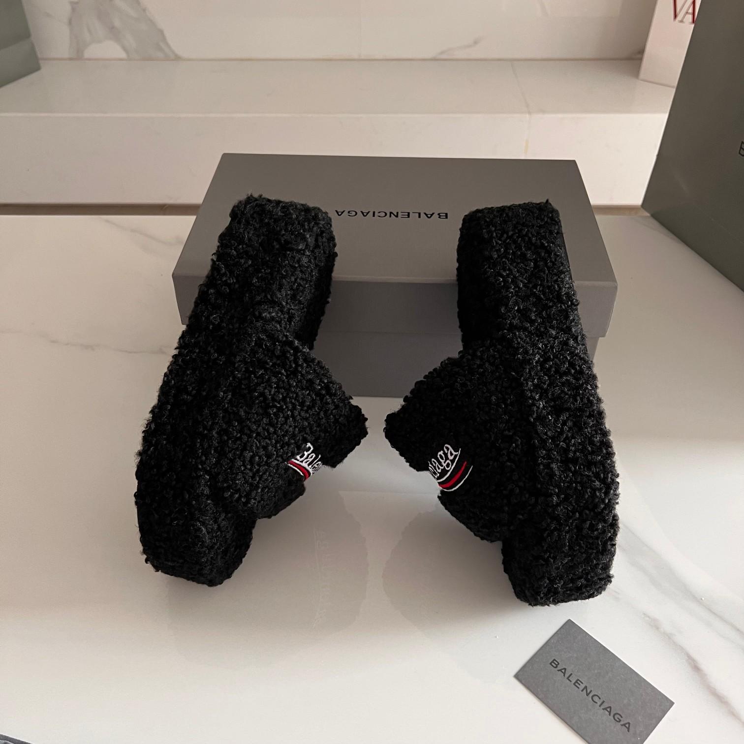 Balenciaga Furry Slide Sandals - DesignerGu