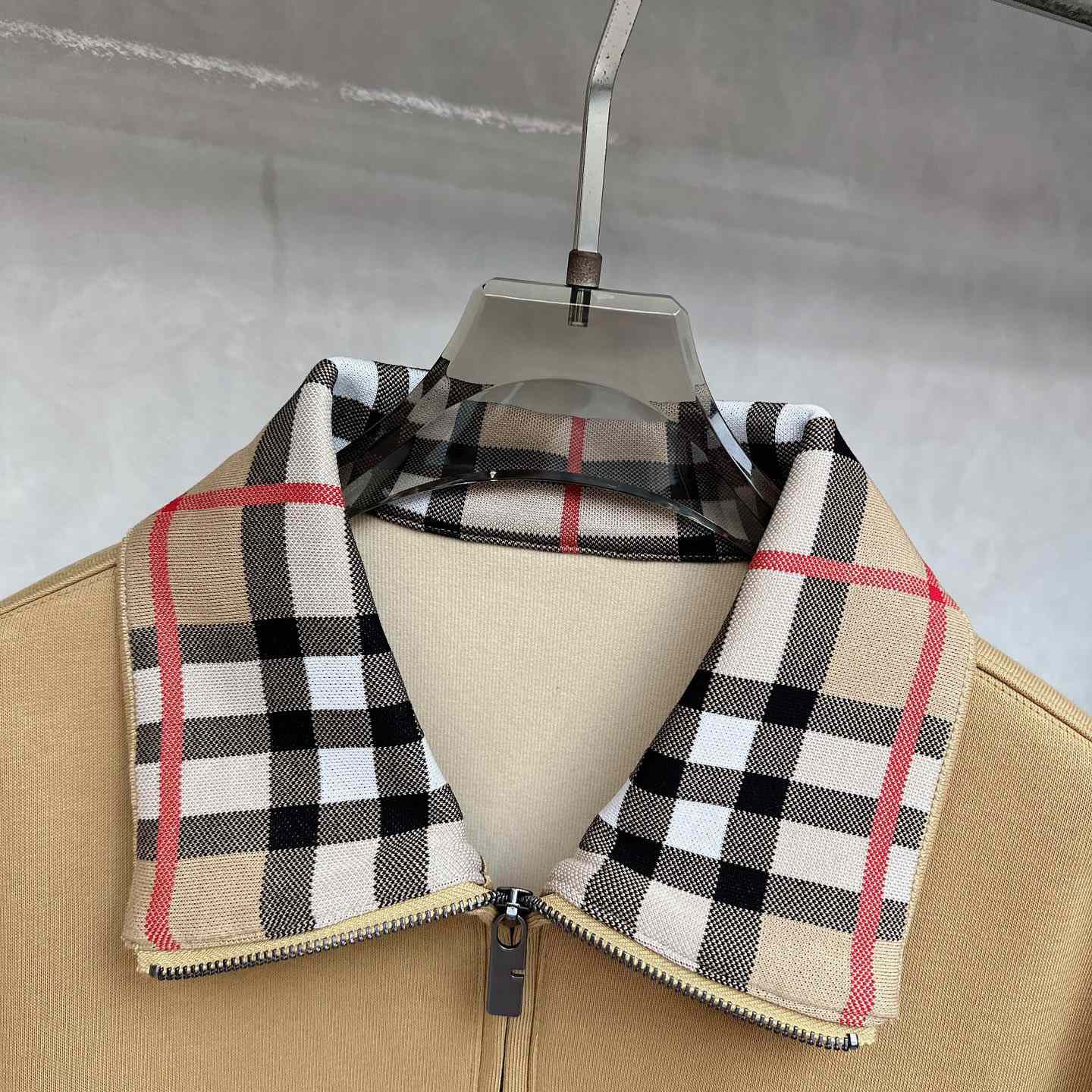 Burberry Check Collar Cotton Half-zip Sweatshirt - DesignerGu
