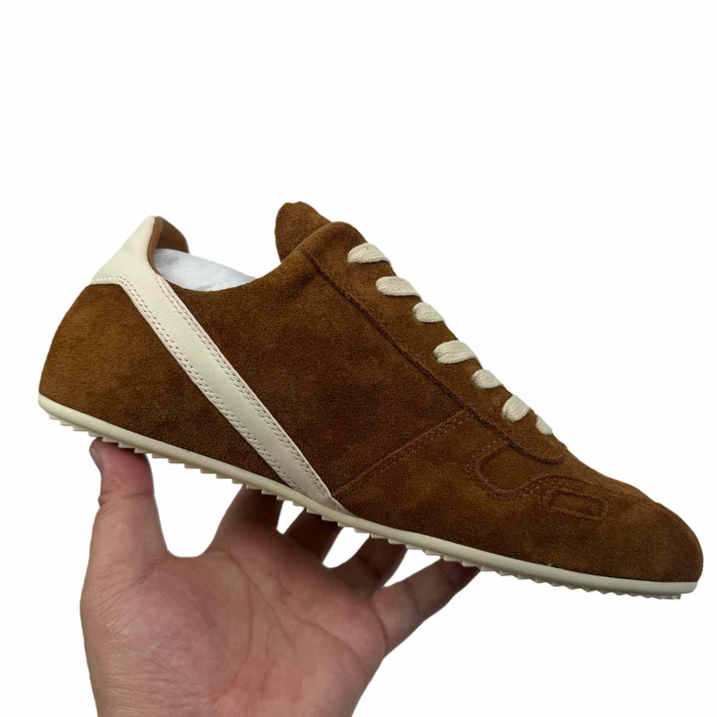 Rick Owens Minimal Sneak Suede Leather Panel Sneakers - DesignerGu