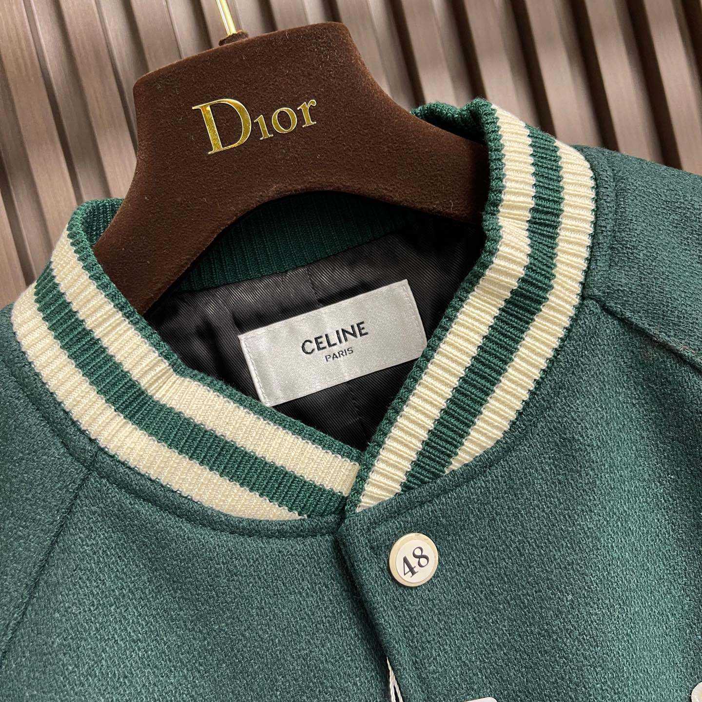 Celine Triomphe Teddy Jacket In Textured Wool - DesignerGu