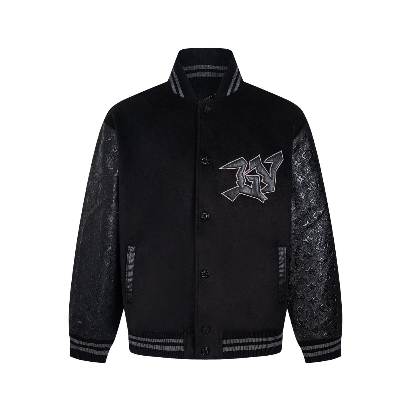 Louis Vuitton Monogram Embossed Leather and Wool Blouson  - DesignerGu