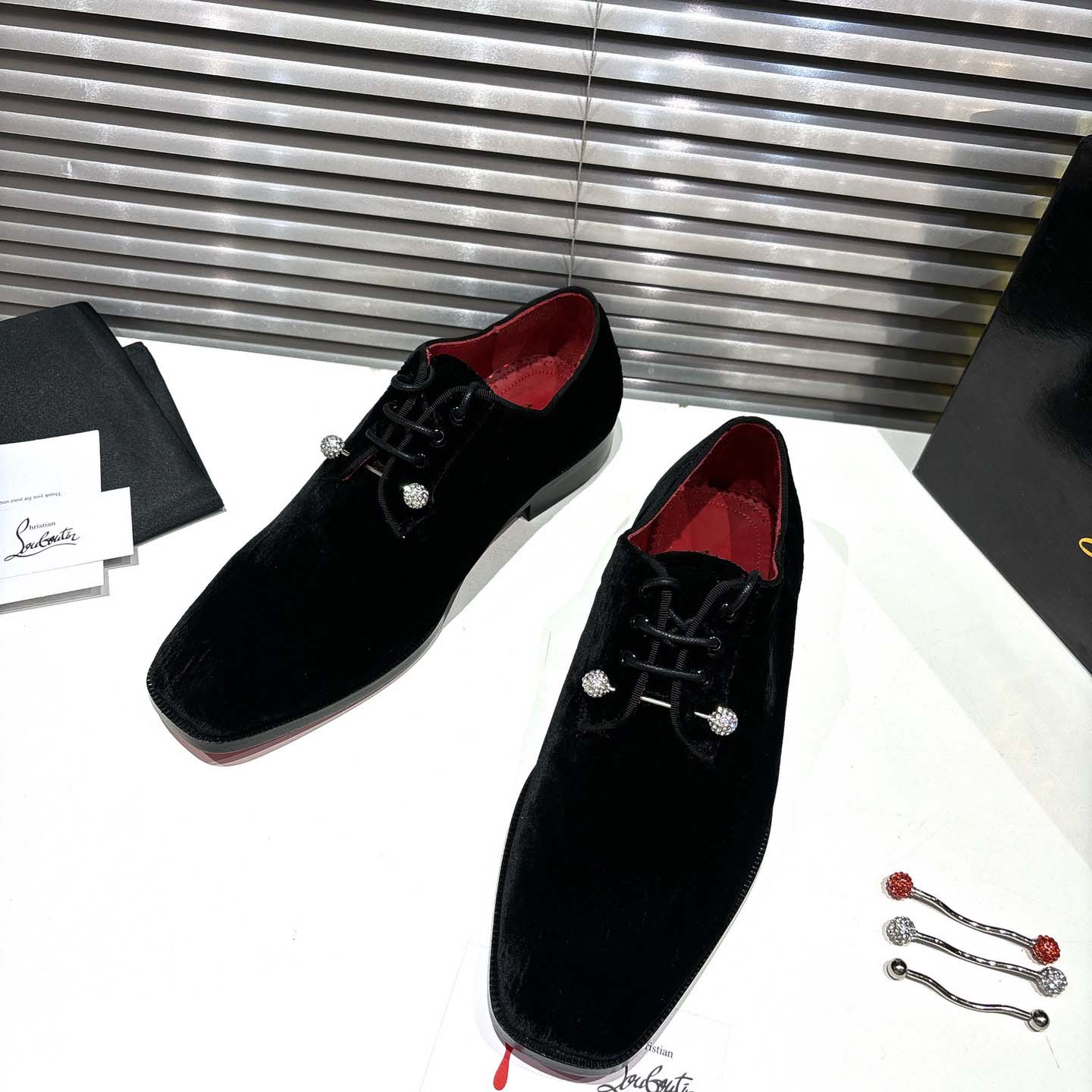 Christian Louboutin Chambeliss Night Strass Derbies - Velvet - DesignerGu