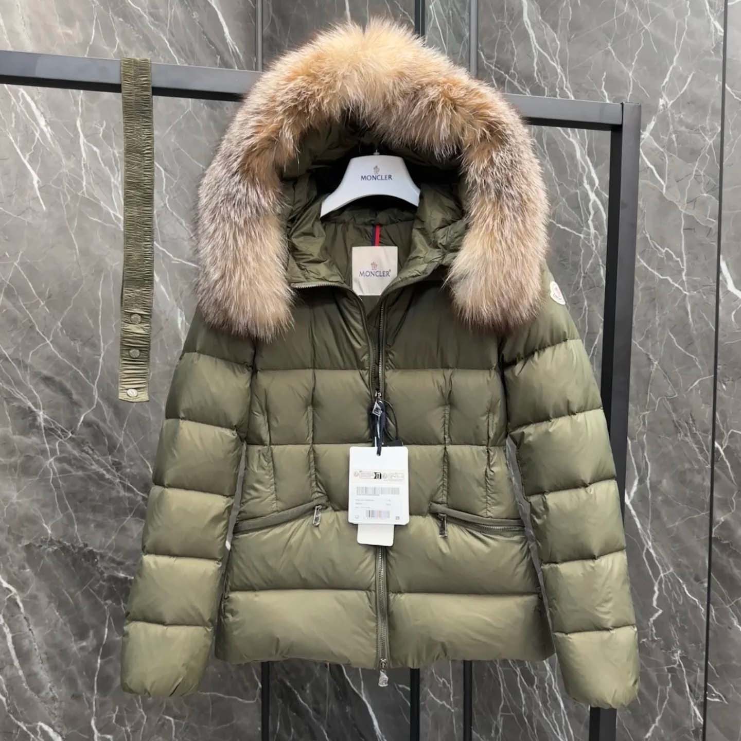Moncler Belted Puffer Jacket With A Fur-trimmed Hood - DesignerGu