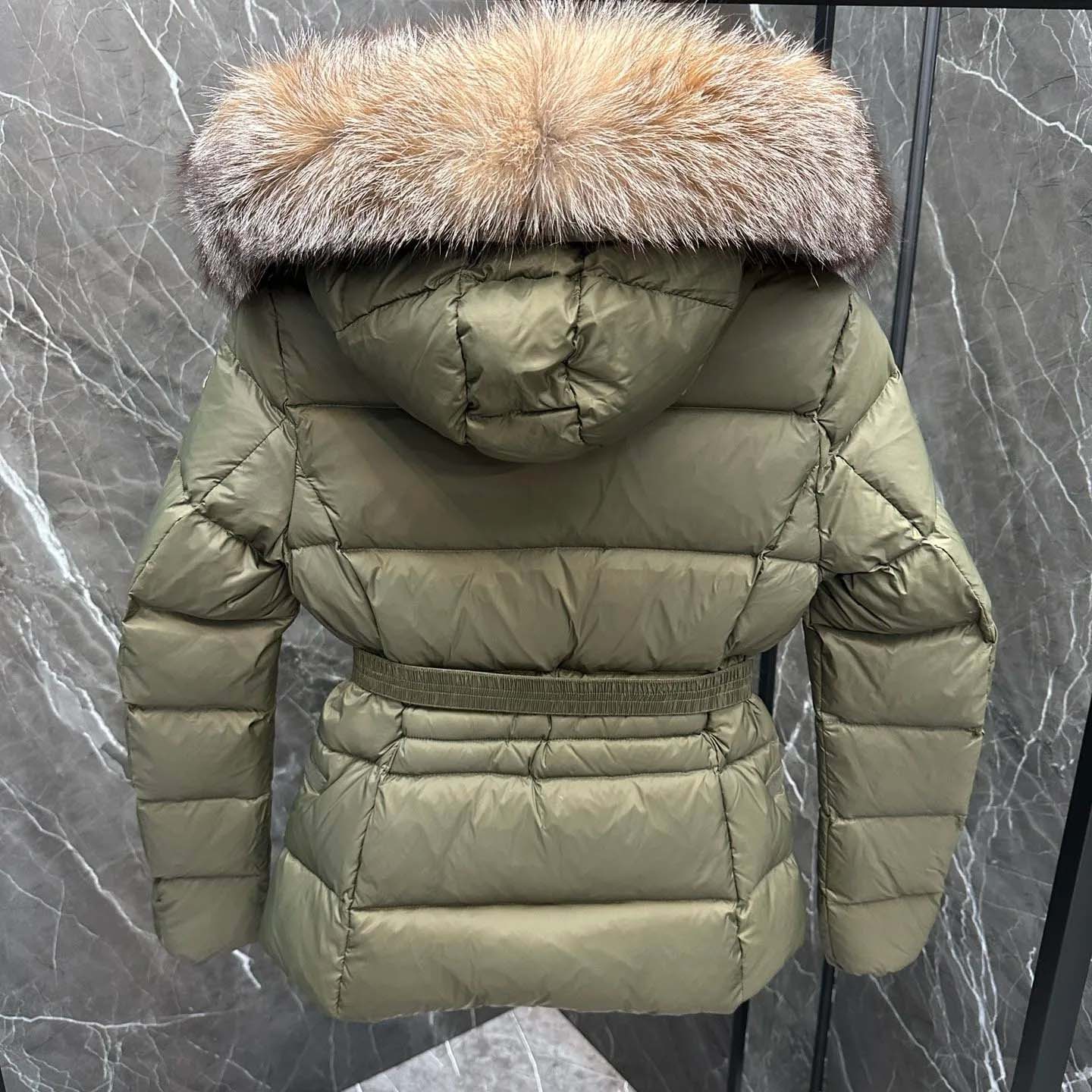 Moncler Belted Puffer Jacket With A Fur-trimmed Hood - DesignerGu