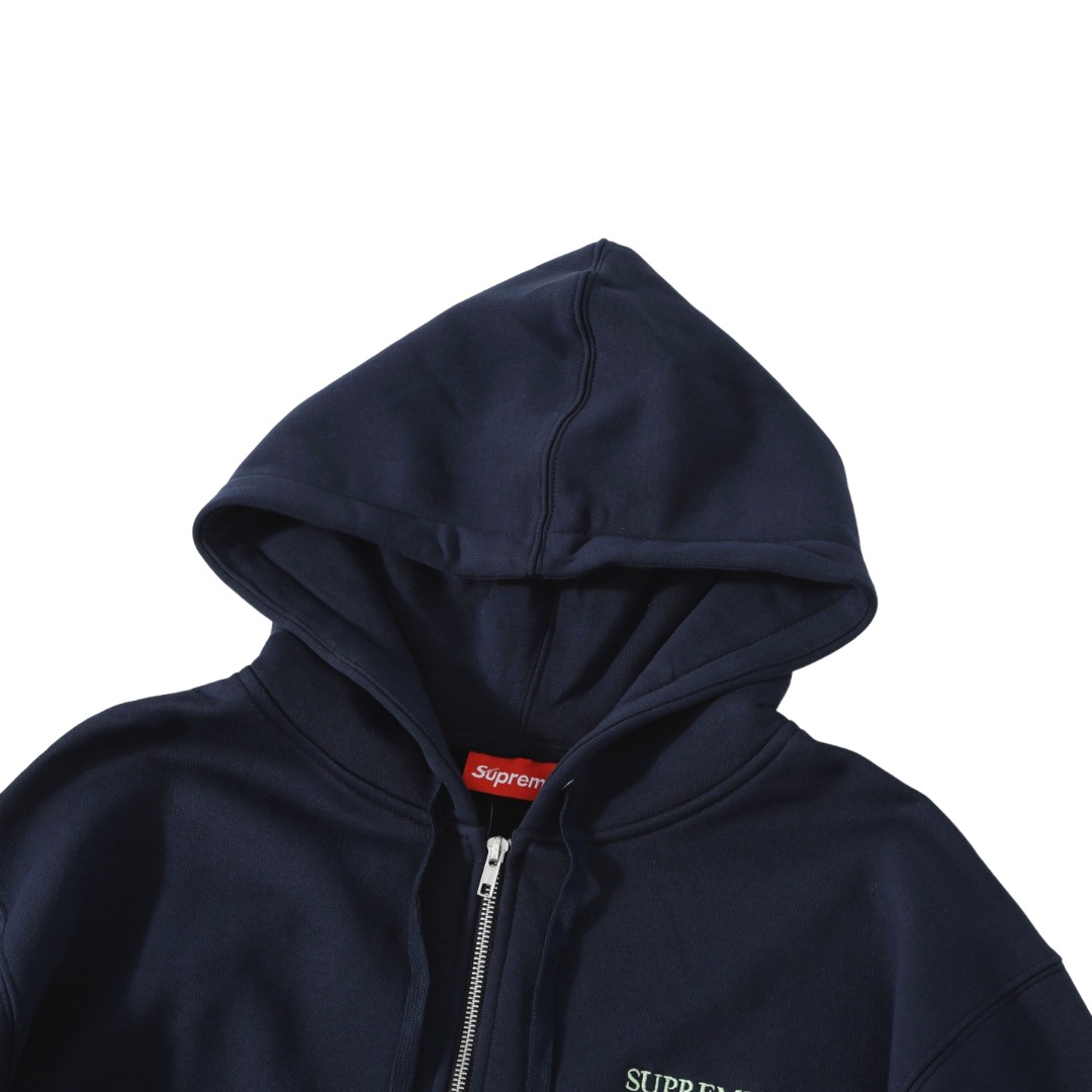 Supreme Idgaf Zip Up Hooded Sweatshirt 'Blue' - DesignerGu