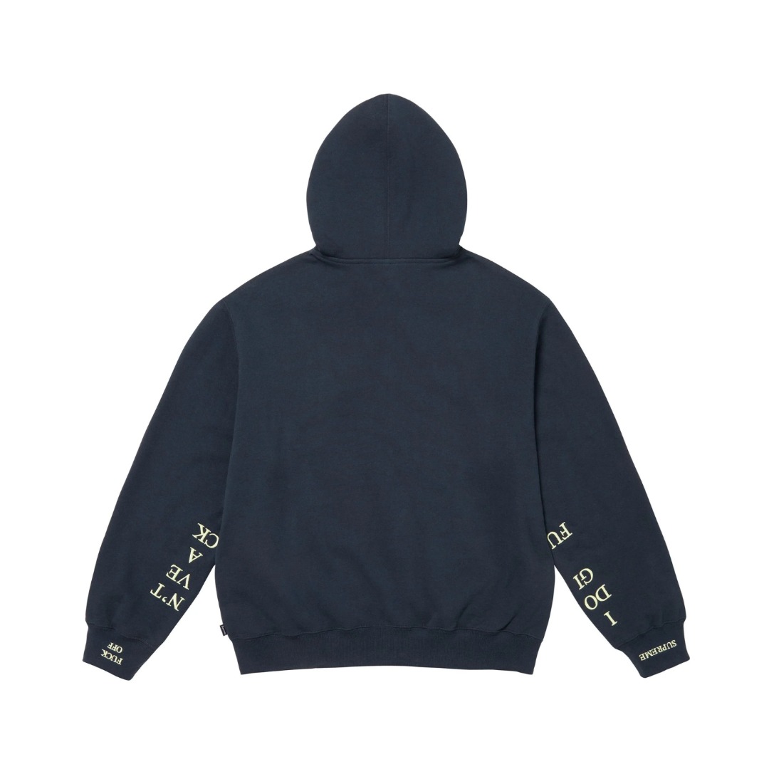 Supreme Idgaf Zip Up Hooded Sweatshirt 'Blue' - DesignerGu