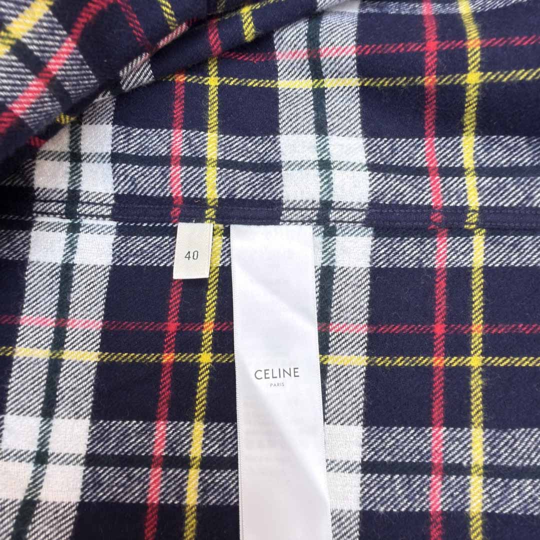 Celine Relaxed Shirt In Brushed Checked Wool - DesignerGu