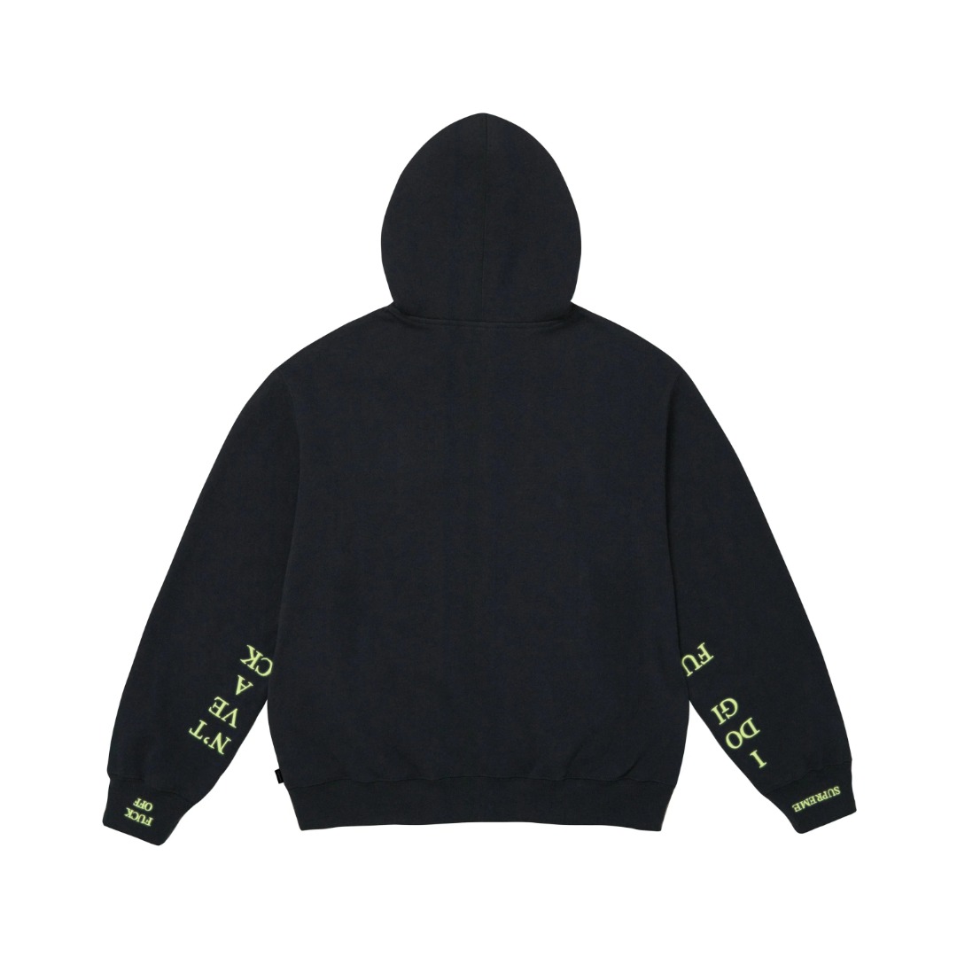 Supreme Idgaf Zip Up Hooded Sweatshirt 'Black' - DesignerGu