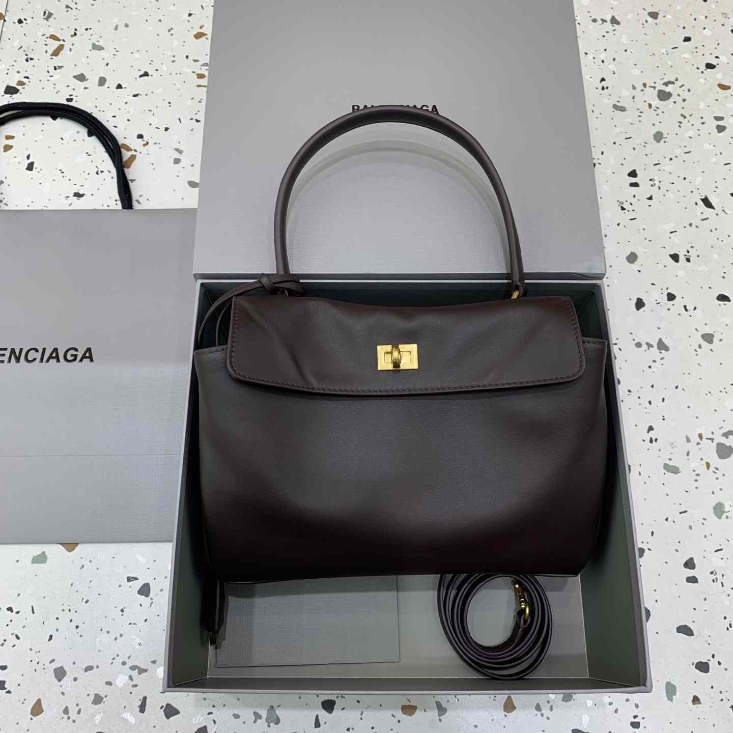 Balenciaga Rodeo Handbag Small In Espresso - DesignerGu
