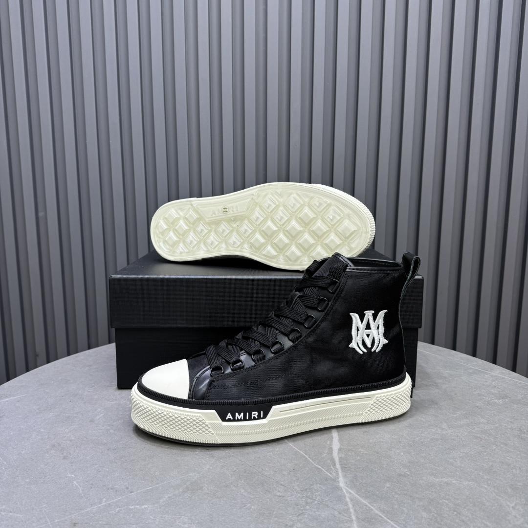 Amiri Black'MA' Court Hi Sneakers - DesignerGu