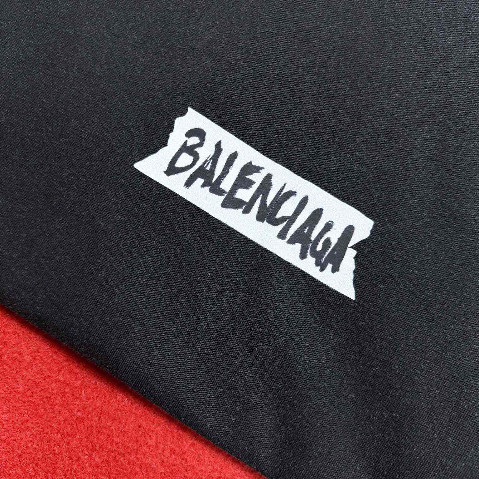 Balenciaga Masking Tape T-Shirt Medium Fit In Faded Black  - DesignerGu