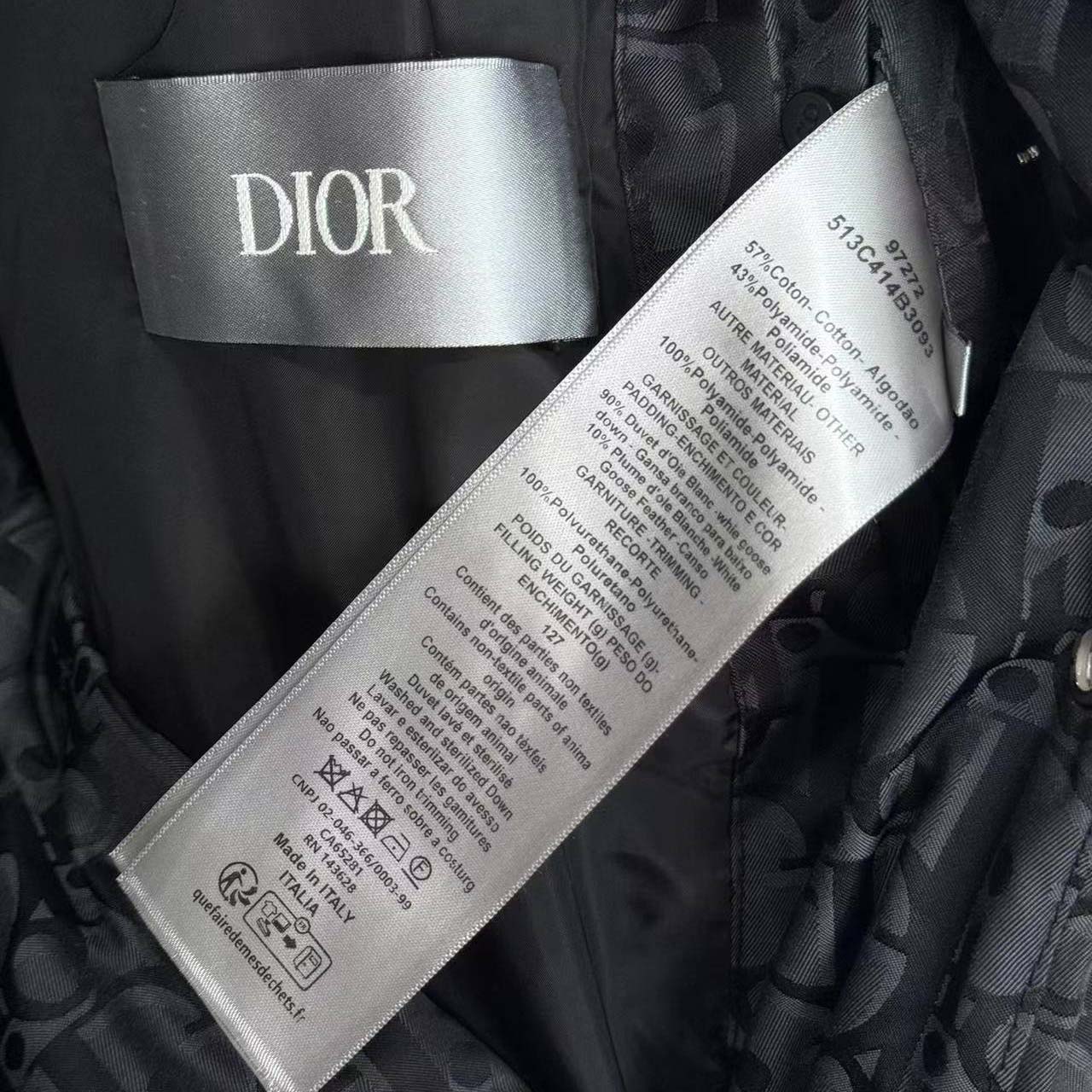 Dior Oblique Down Overshirt Black Cotton-Blend Jacquard - DesignerGu