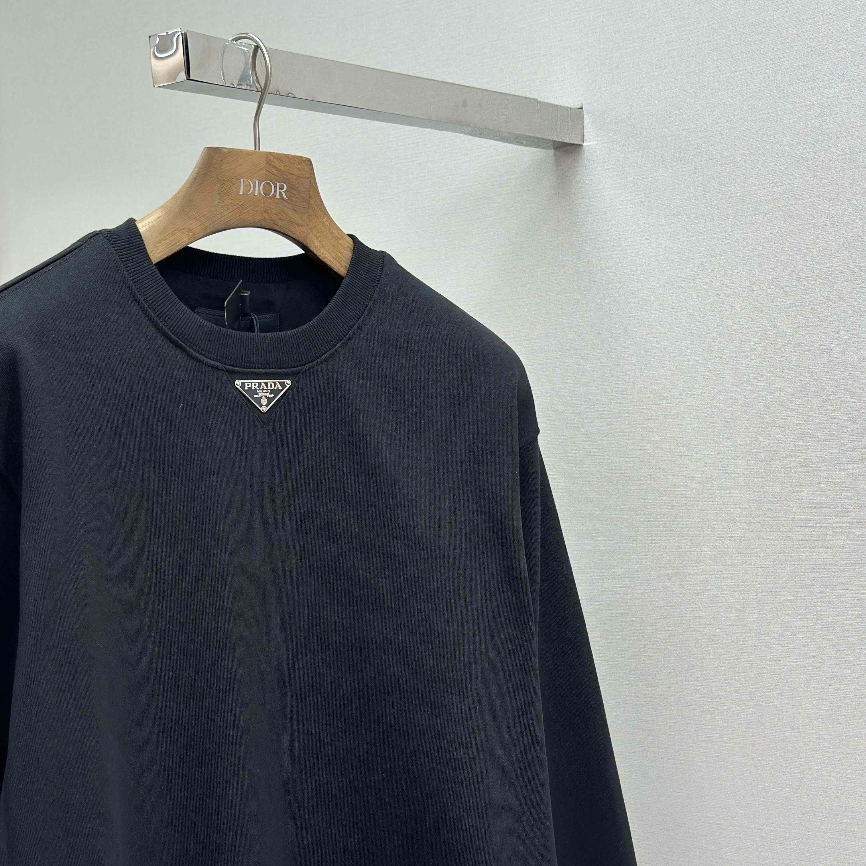 Prada Logo-plaque Technical Cotton Sweatshirt - DesignerGu
