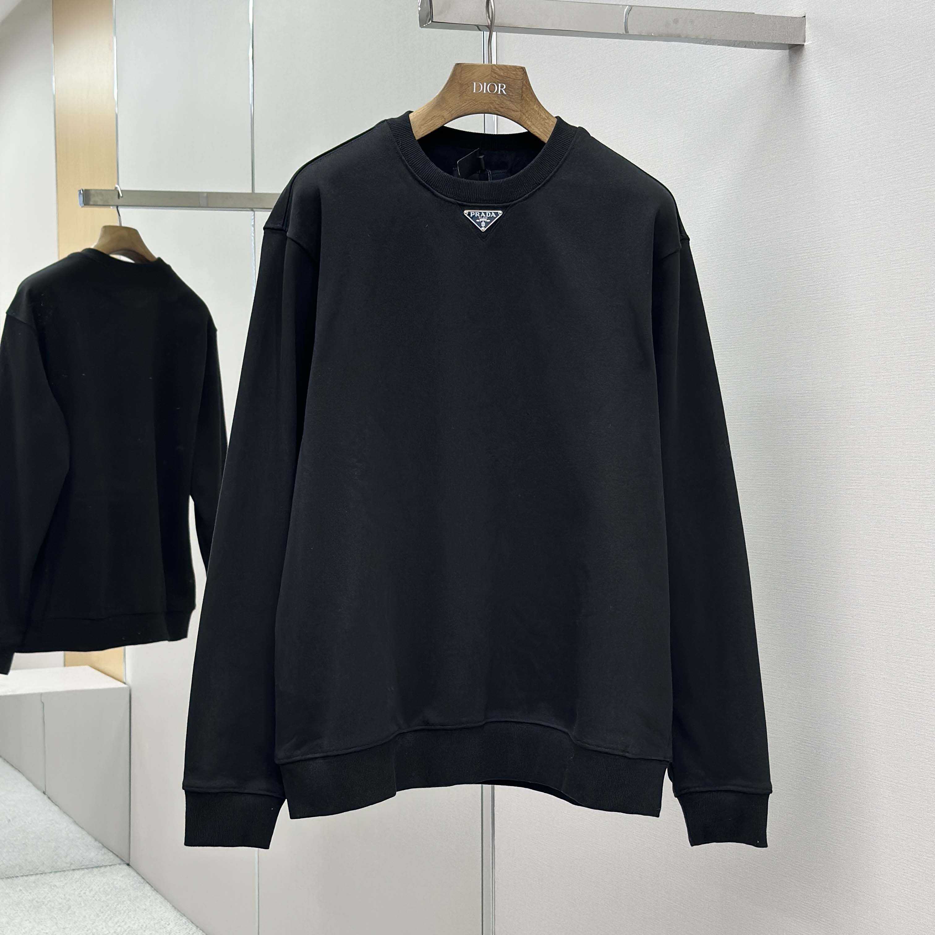 Prada Logo-plaque Technical Cotton Sweatshirt - DesignerGu