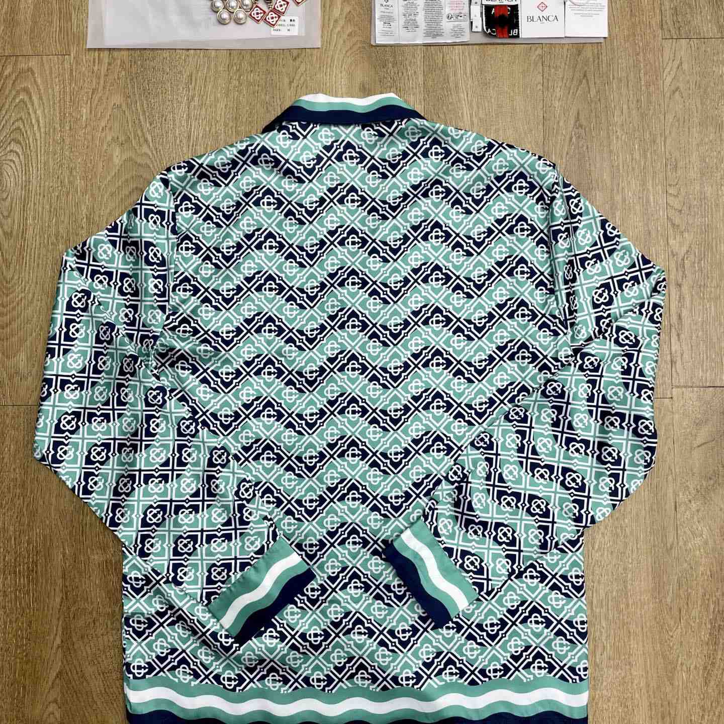 Casablanca Monogram Wave Long Sleeve Silk Shirt   CA3563 - DesignerGu