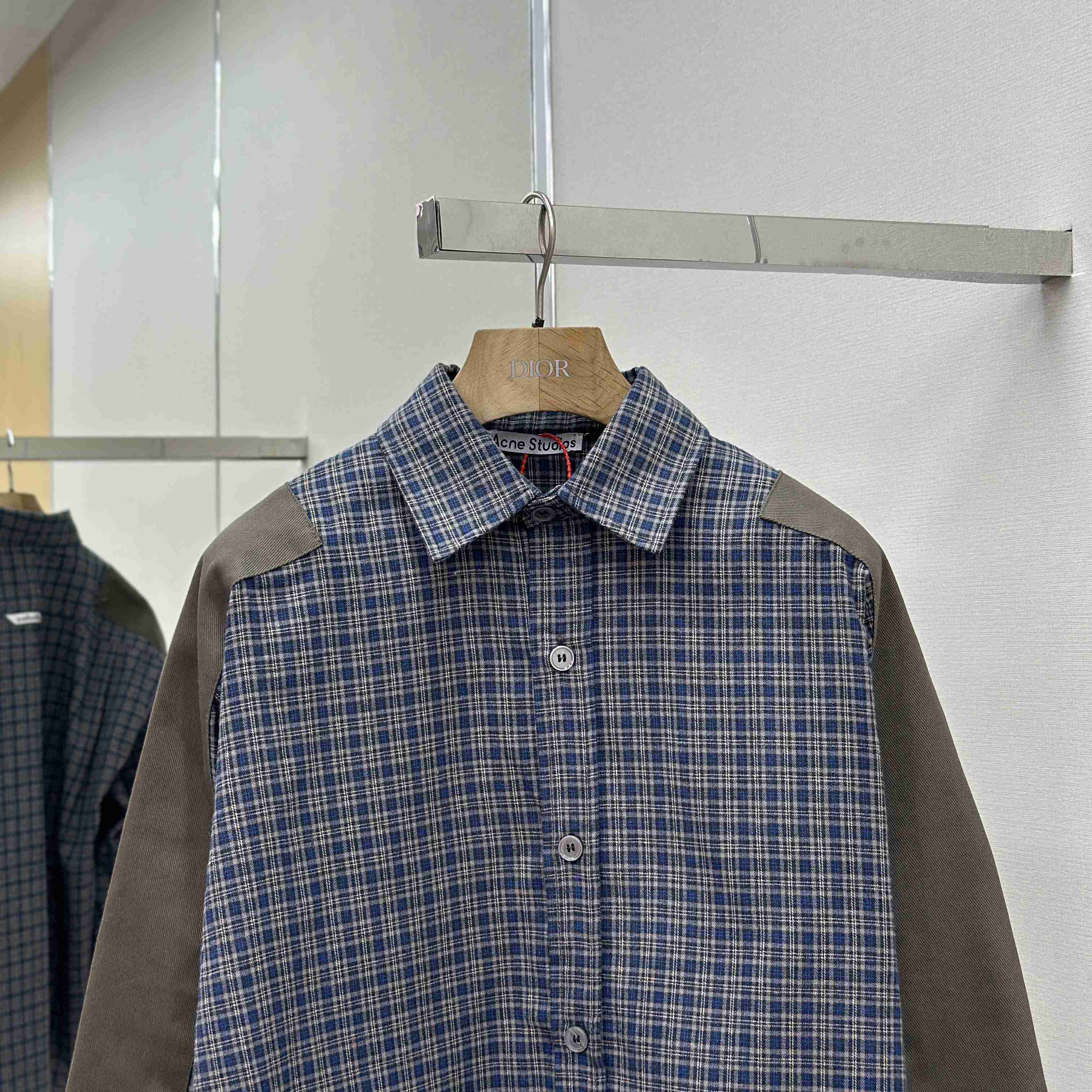 Acne Studios Gray Checked Flannel Shirt - DesignerGu