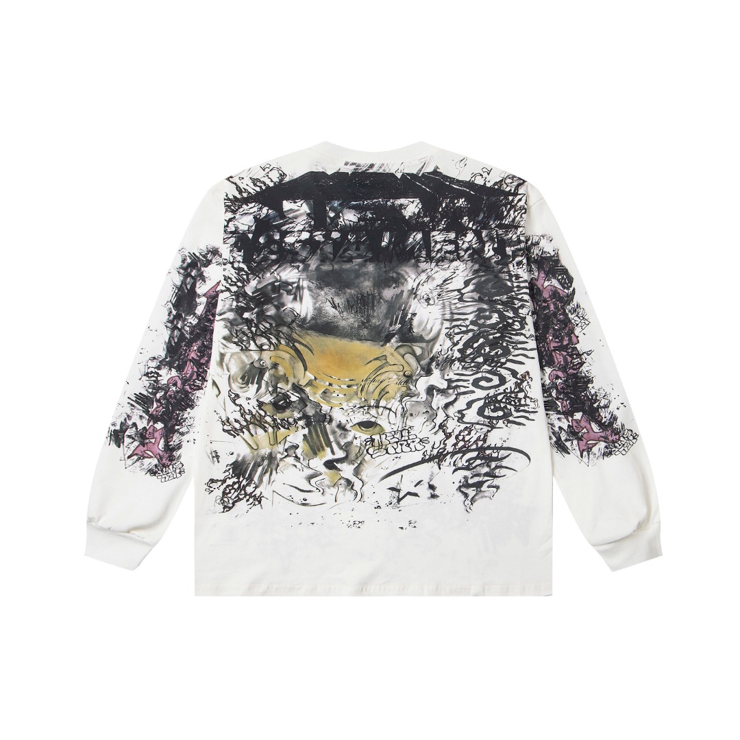 Hellstar Graffiti Long-Sleeve 'White' - DesignerGu