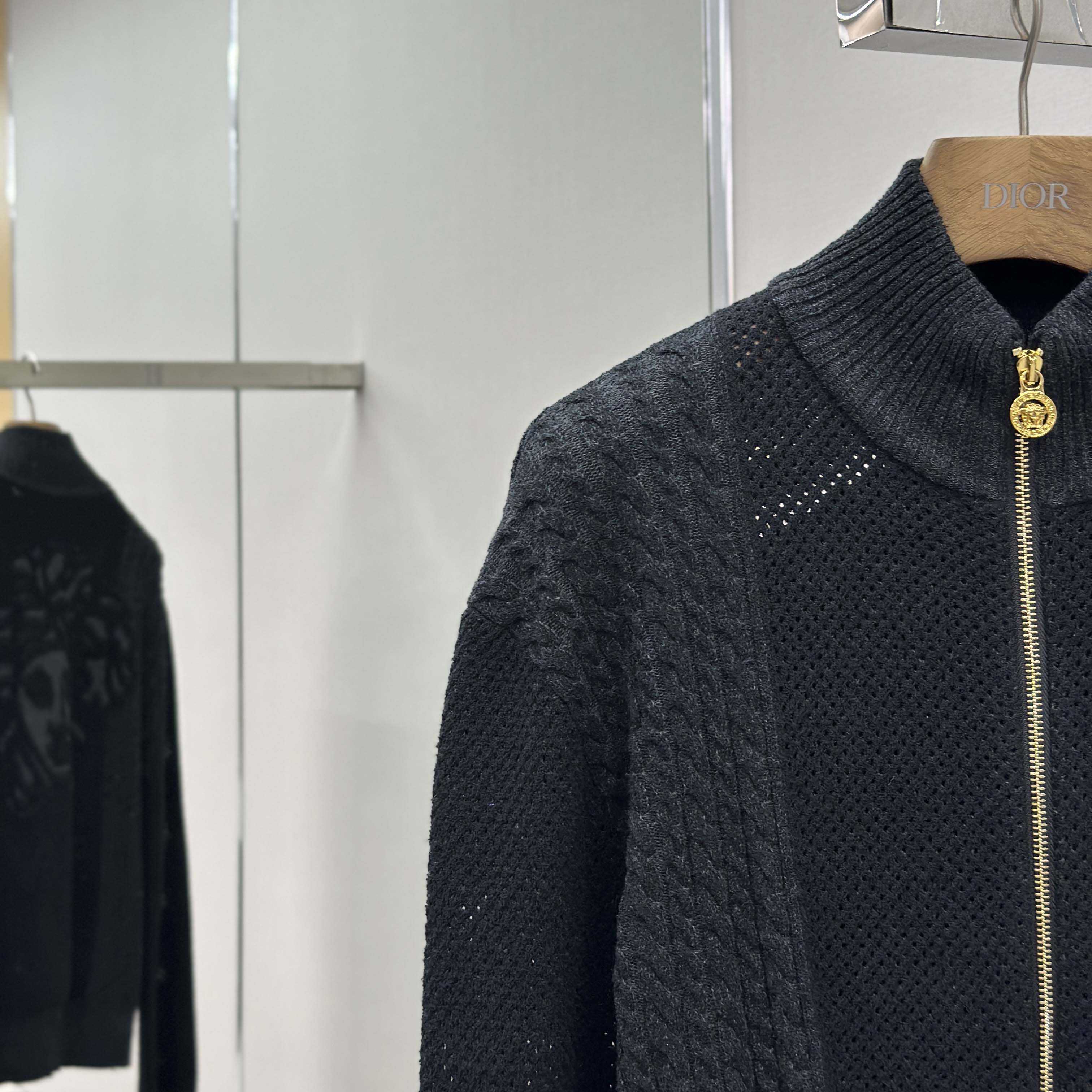 Versace Medusa Jacquard Zip Knit Sweater  - DesignerGu