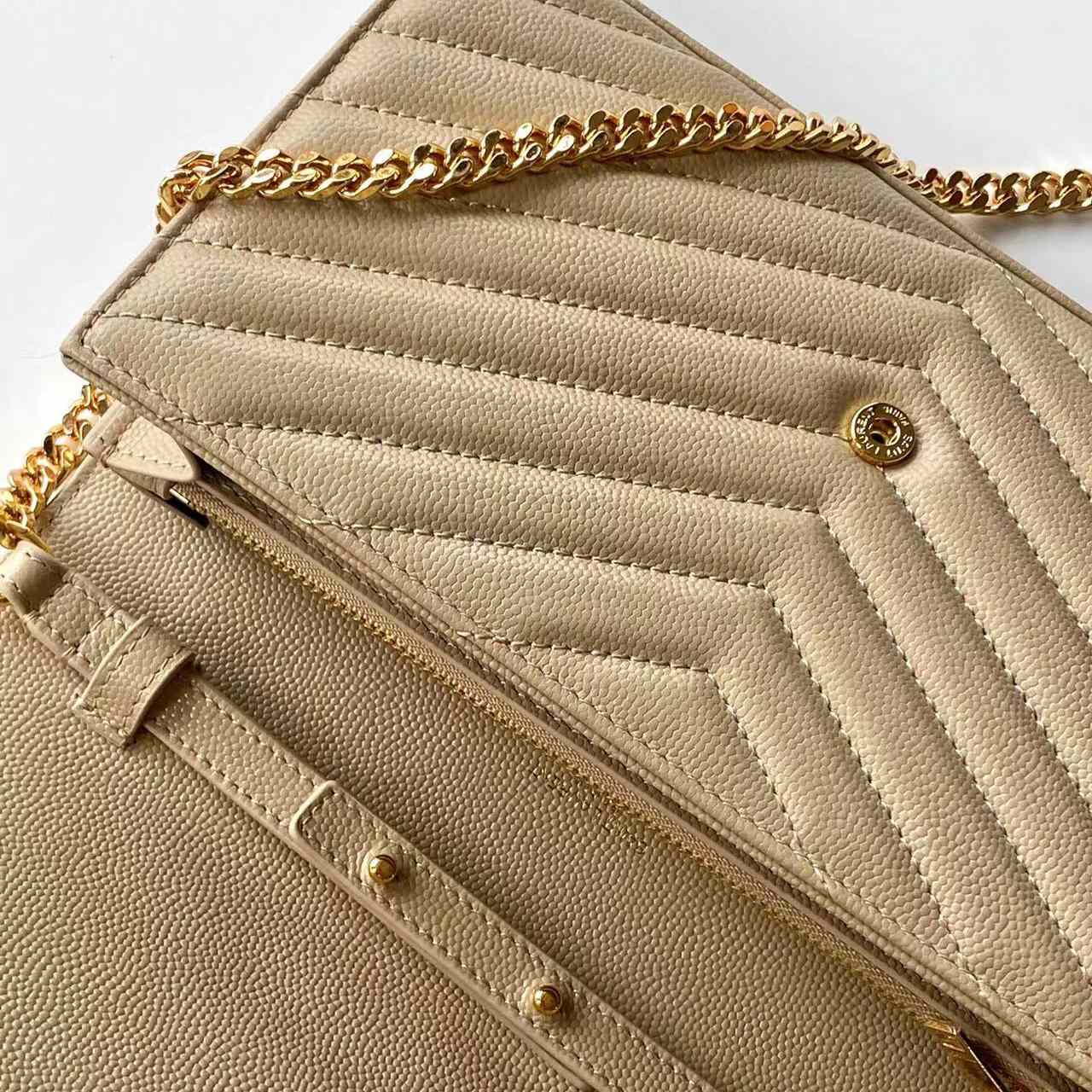 Saint Laurent Cassandre Chain Wallet In Lambskin (22.5x14x4cm) - DesignerGu