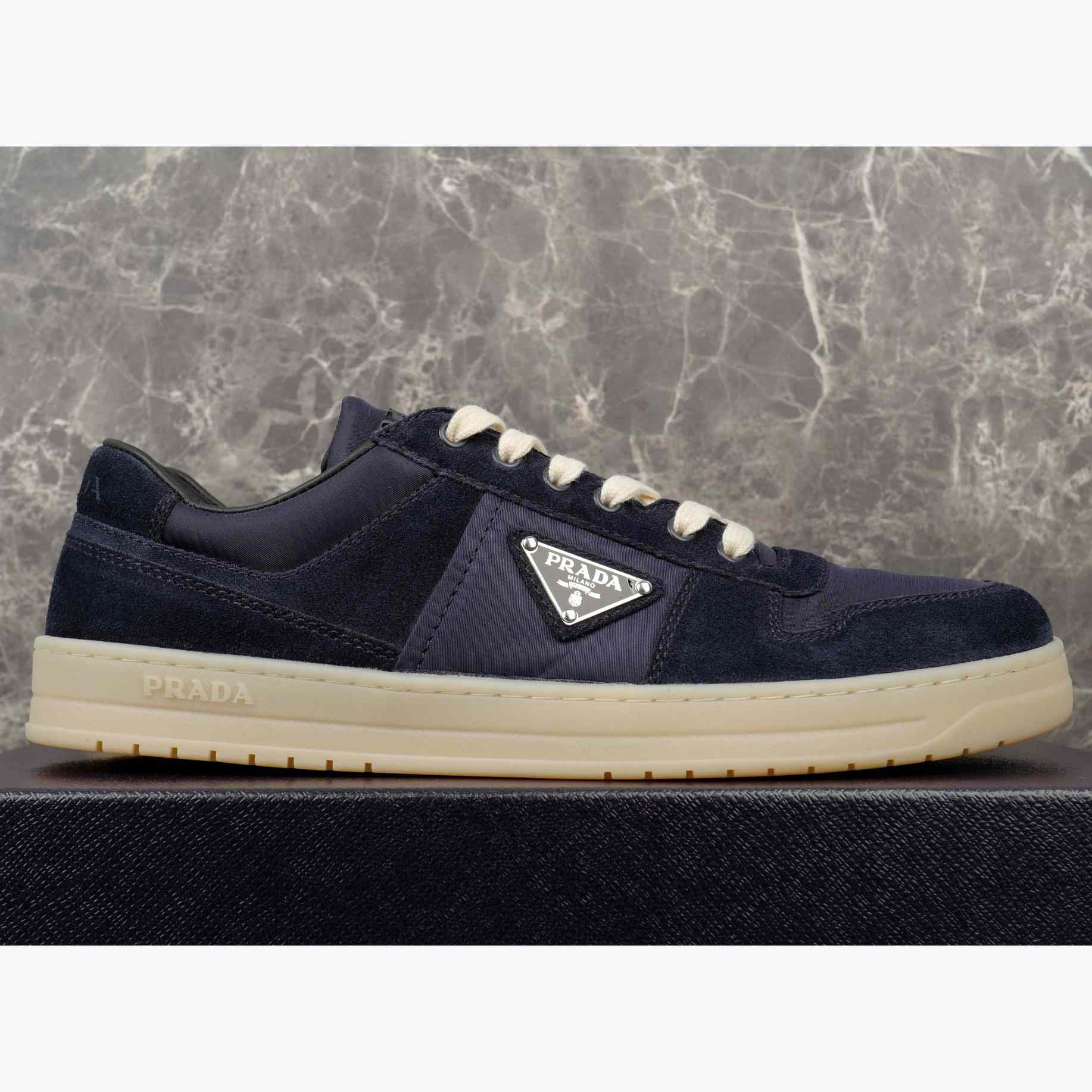 Prada Downtown Re-Nylon And Suede Sneakers - DesignerGu