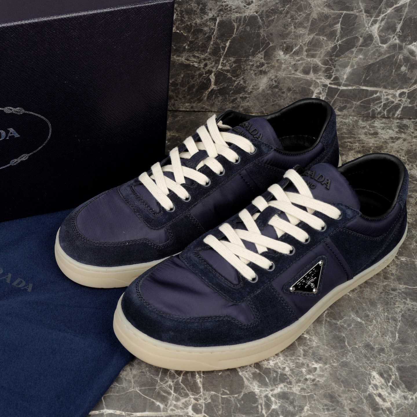 Prada Downtown Re-Nylon And Suede Sneakers - DesignerGu
