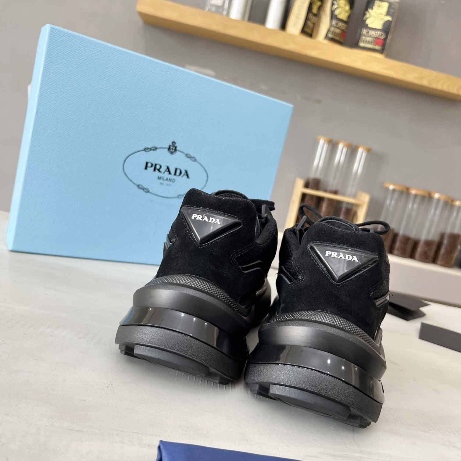 Prada Systeme Brushed Leather Sneaker - DesignerGu