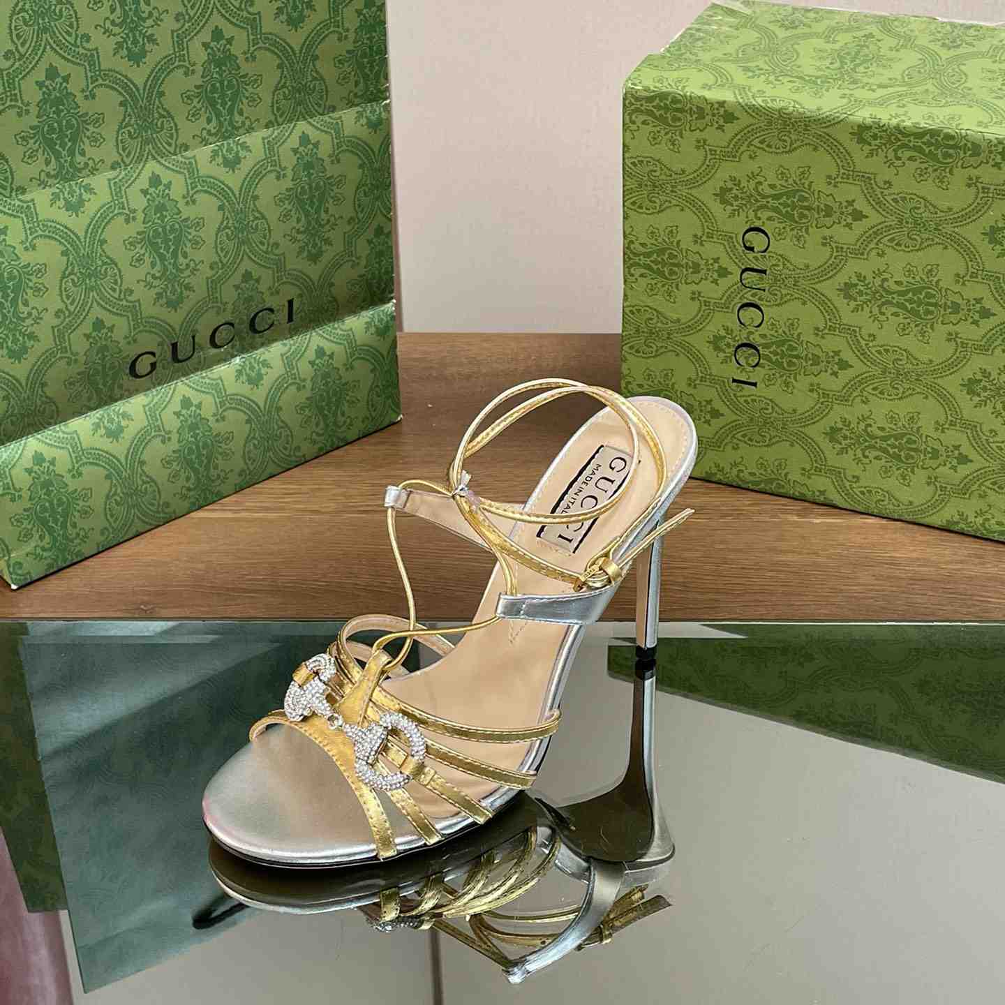 Gucci Horsebit Embellished Leather Sandals  85mm - DesignerGu