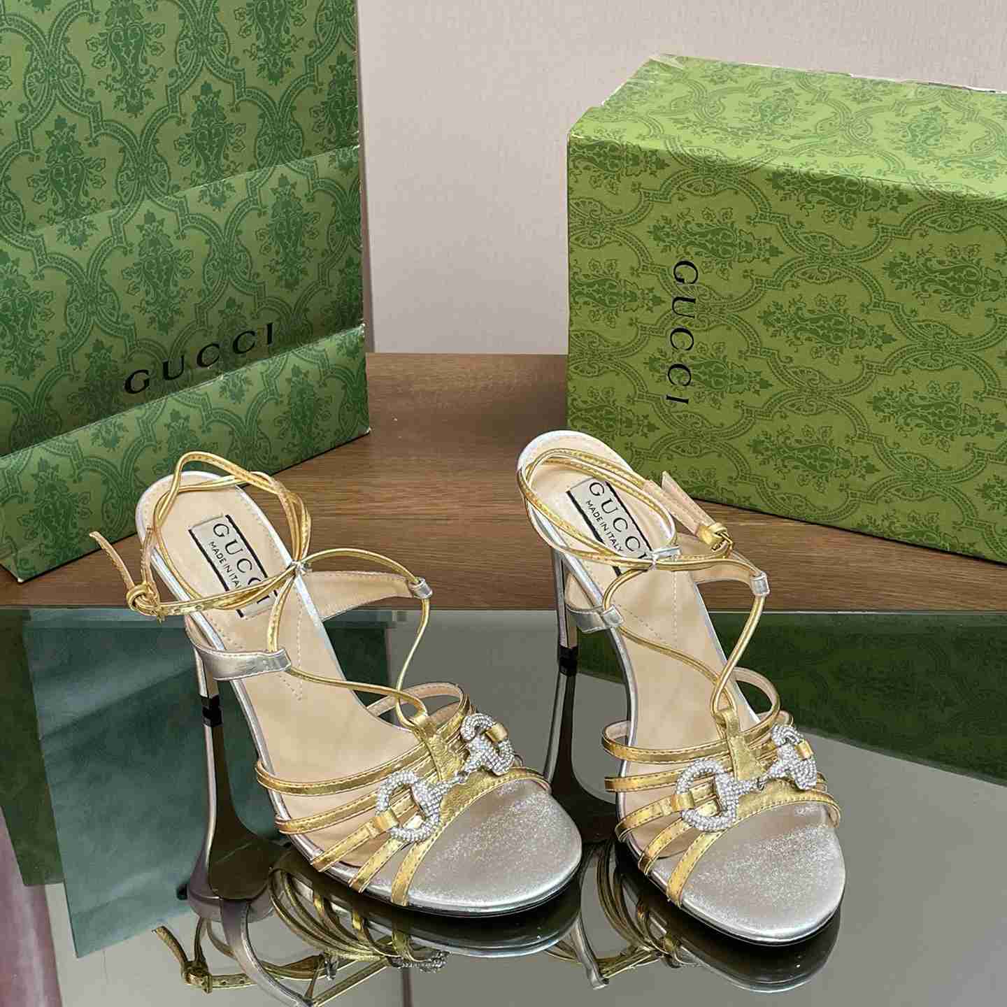 Gucci Horsebit Embellished Leather Sandals  85mm - DesignerGu