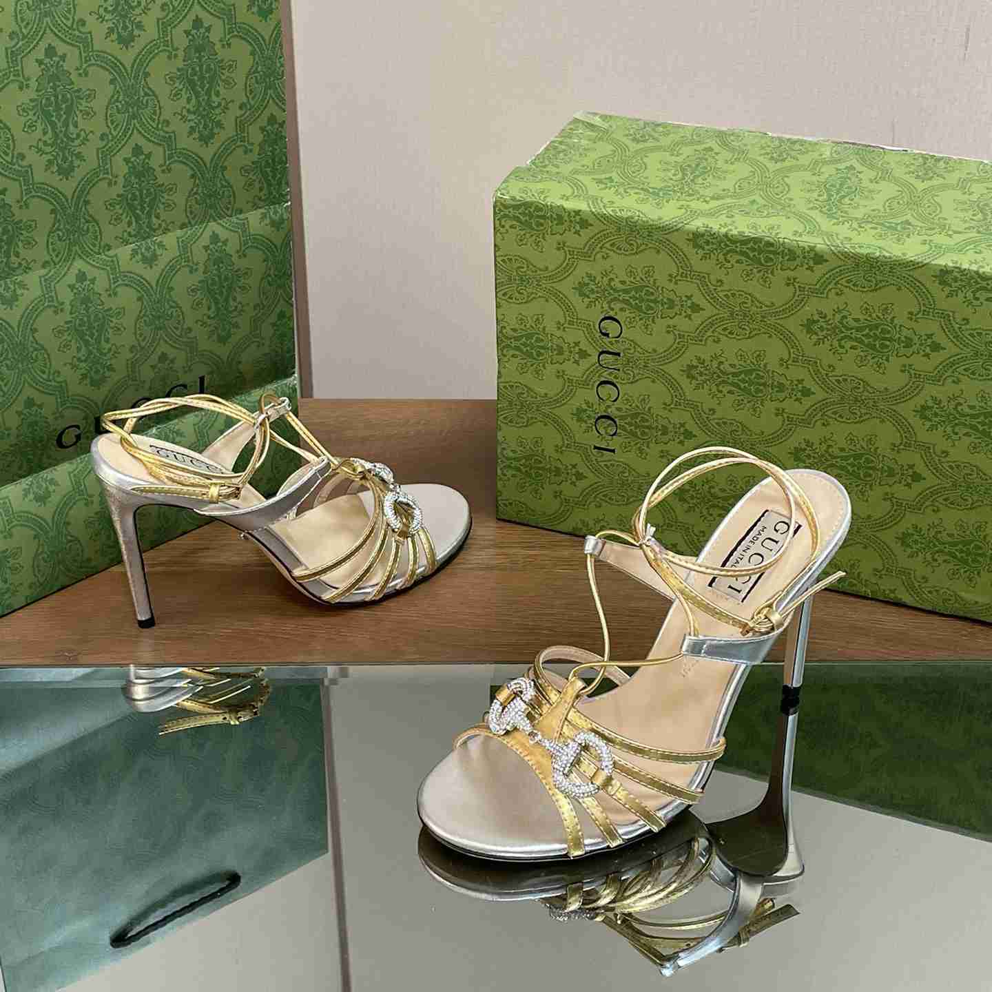 Gucci Horsebit Embellished Leather Sandals  85mm - DesignerGu