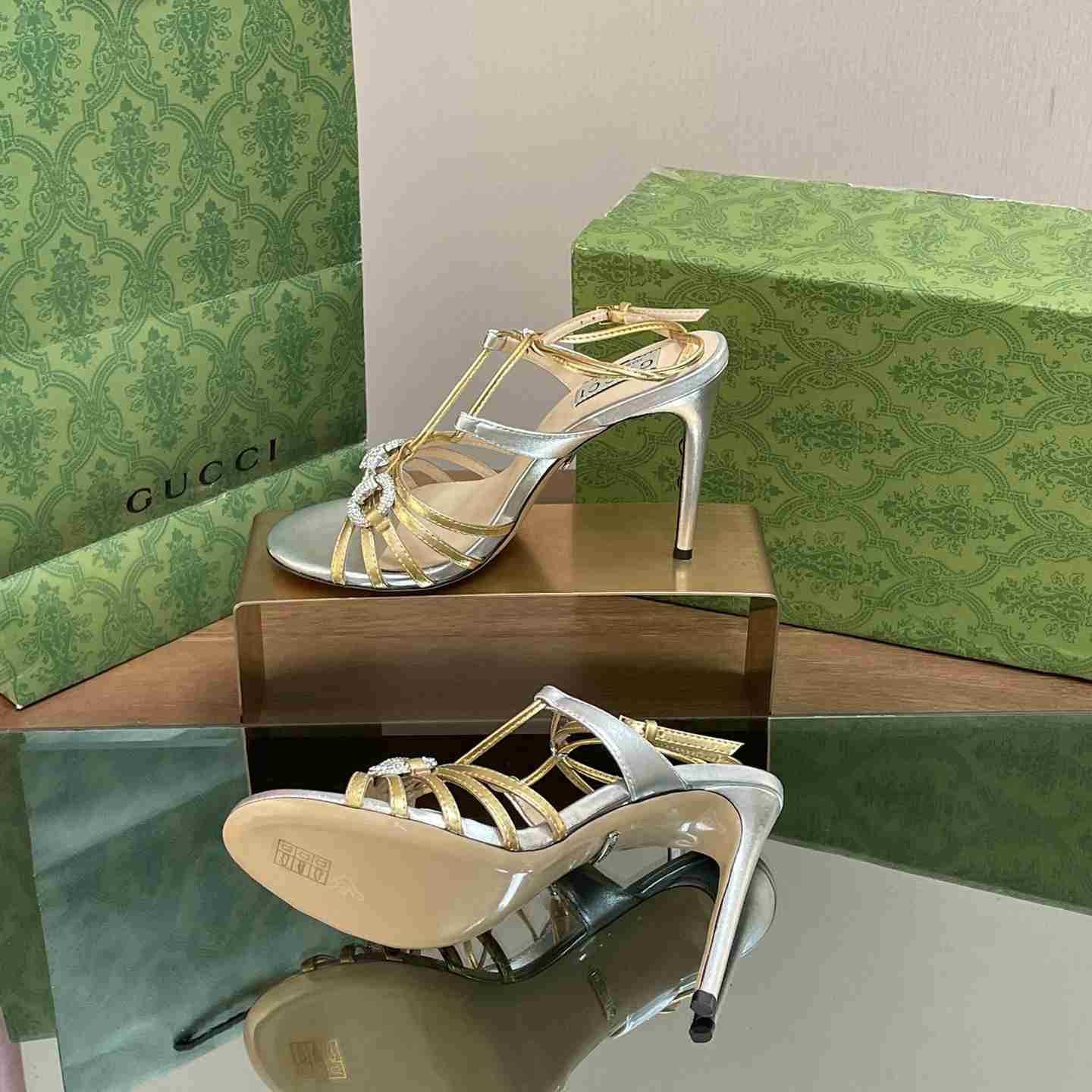 Gucci Horsebit Embellished Leather Sandals  85mm - DesignerGu