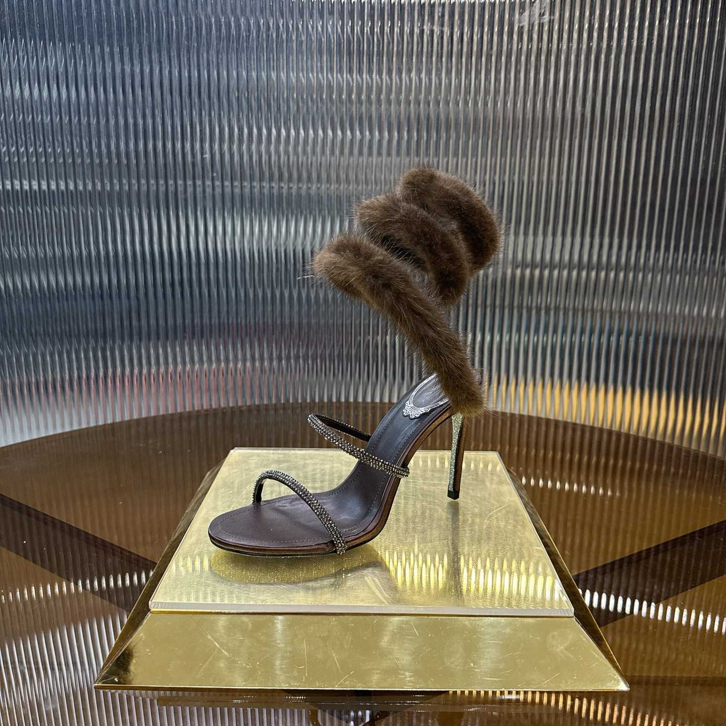 Rene Caovilla Lapin Fur-embellished 95mm Sandal   - DesignerGu