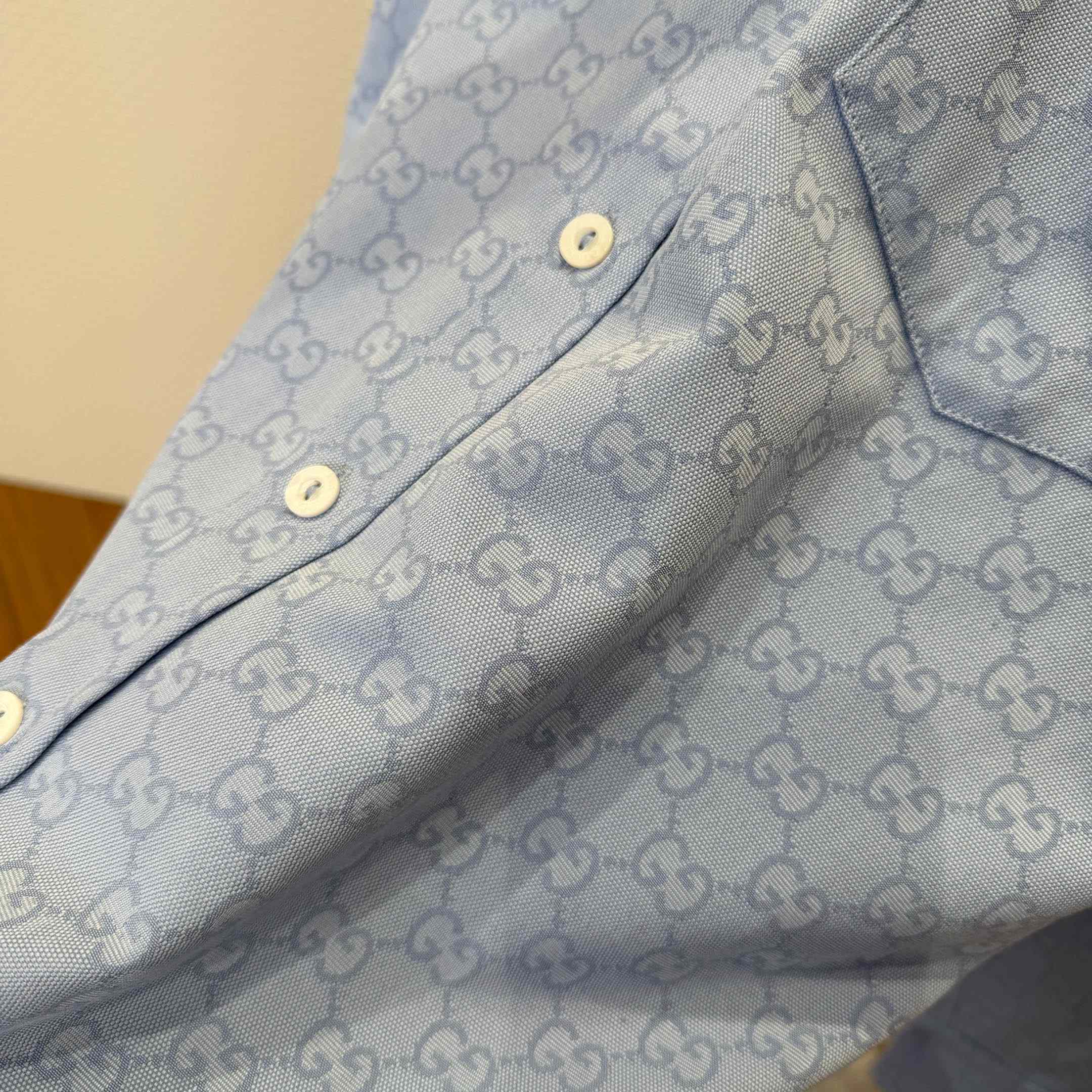 Gucci GG Oxford Cotton Shirt With Embroidery - DesignerGu