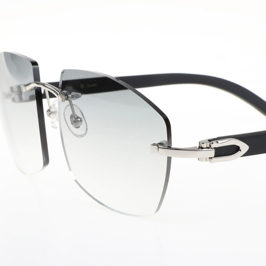Cartier CT 4189706 Black Wood Sunglasses In Silver Gradient Grey - DesignerGu