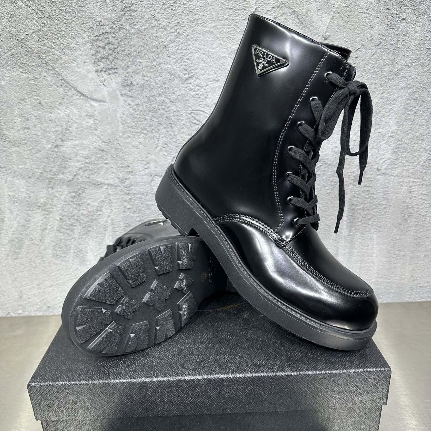 Prada Wmns Brushed Leather Boot 'Black' - DesignerGu