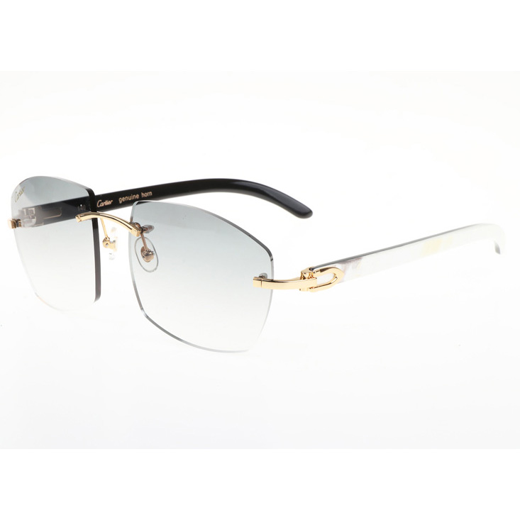 Cartier CT 4189706 White Mix Black Buffalo Sunglasses In Gold Gradient Grey - DesignerGu