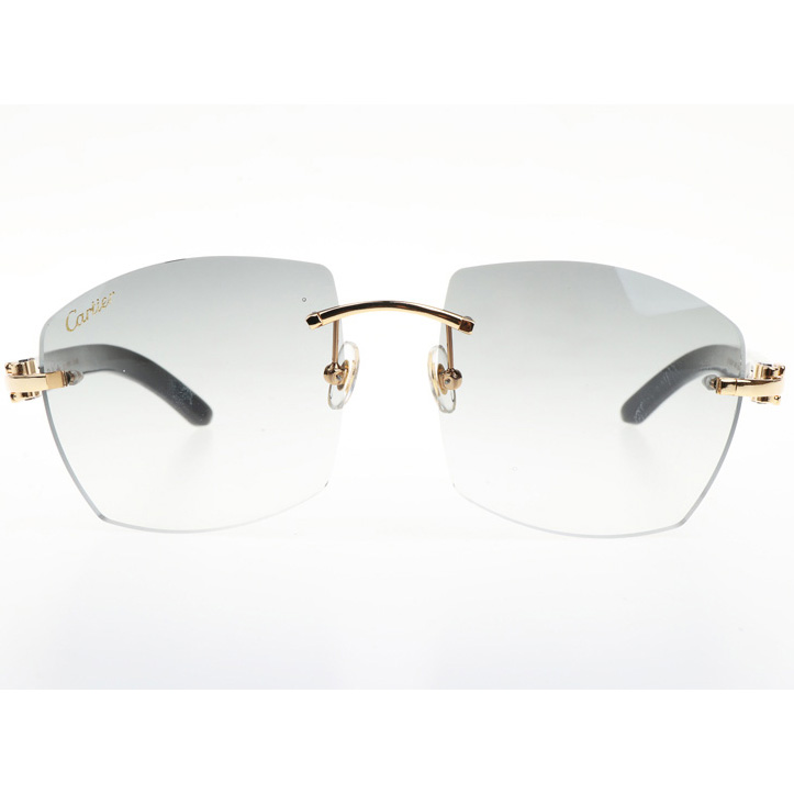 Cartier CT 4189706 White Mix Black Buffalo Sunglasses In Gold Gradient Grey - DesignerGu