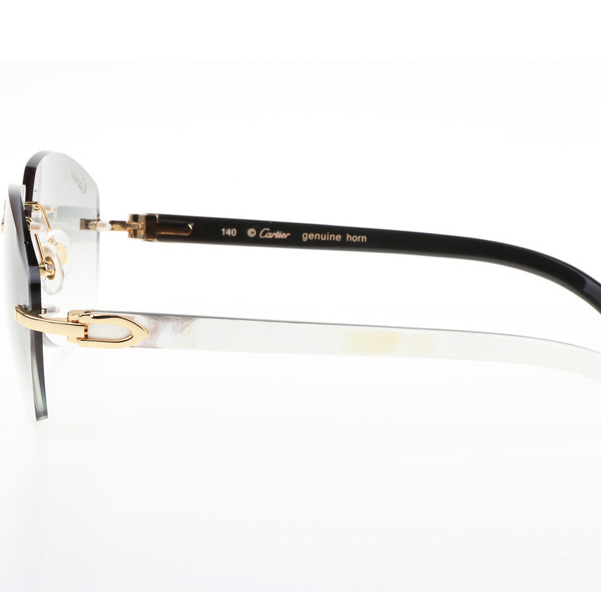 Cartier CT 4189706 White Mix Black Buffalo Sunglasses In Gold Gradient Grey - DesignerGu