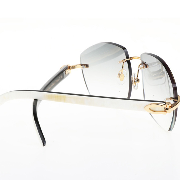 Cartier CT 4189706 White Mix Black Buffalo Sunglasses In Gold Gradient Grey - DesignerGu