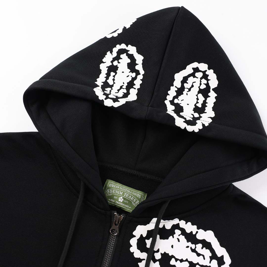 Denim Tears x Corteiz Wreath-print Cotton Hoodie - DesignerGu