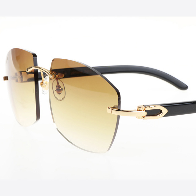 Cartier CT 4189706 Black Buffalo Sunglasses In Gold Gradient Brown - DesignerGu